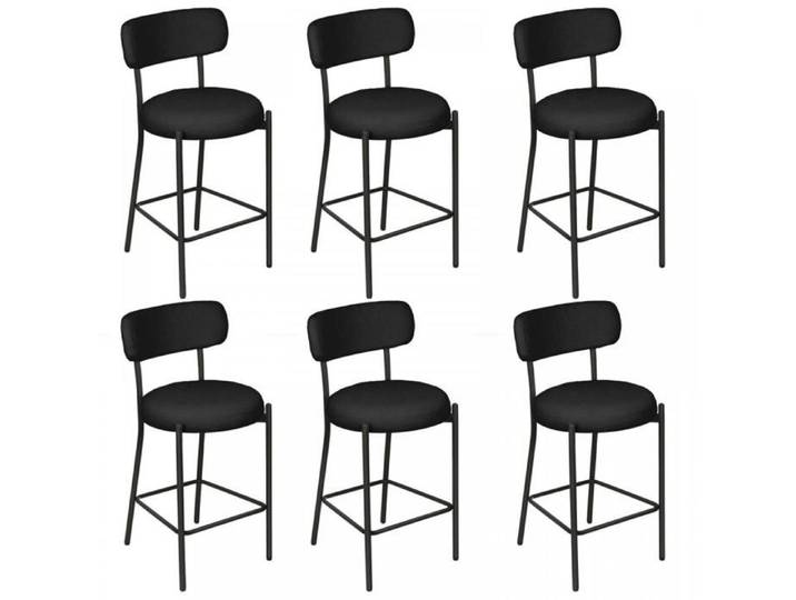 PEACHES Lot de 6 Tabourets hauts 41*44*95cm Tabourets d'îlot de salon Tabourets de bar de cuisine Noir TABOURET DE BAR