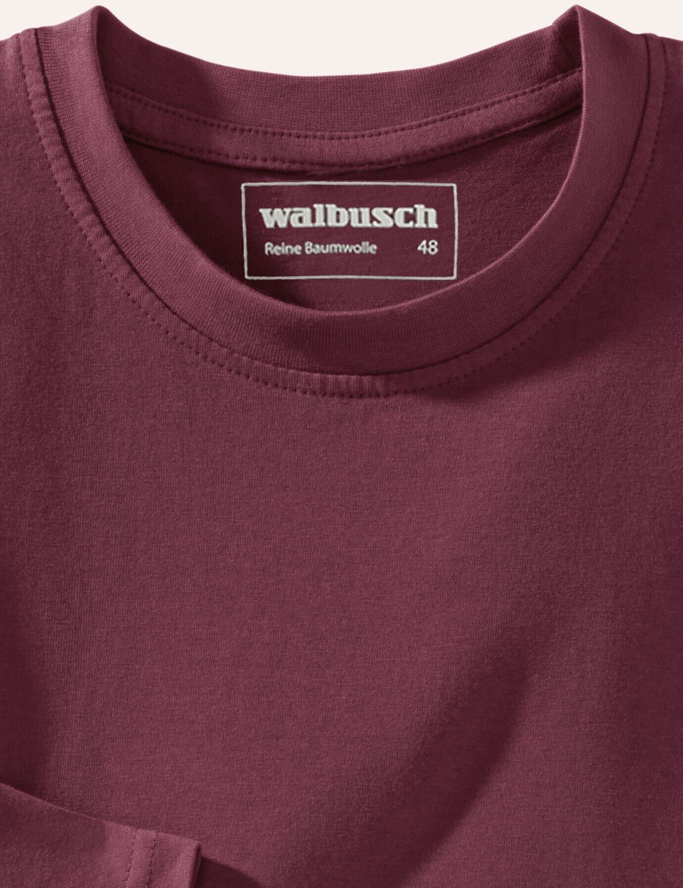 Walbusch Langarm-Shirt Rundhalsausschnitt, , Farbe Rot, 54, reine weiche Baumwolle bequem und formstabil Herren