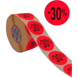 METO Preisetiketten Promoetikett, rot, Ø40mm, permanent klebend, Aufdruck -30%, 1000 Stück