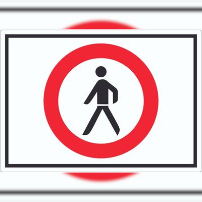 HB-Druck Für Fußgänger verboten Symbol Aufkleber A7 (74x105mm)