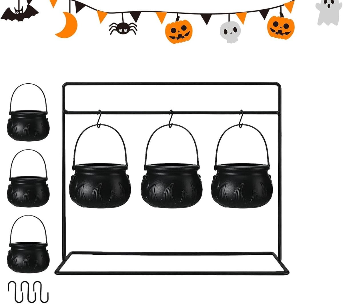 6-delige Halloween Snoepkom Set - Heksenketel Themabowl voor Kinderfeestjes en Decoratie