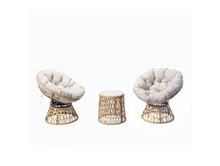 PAPASAN - Salon de jardin 2 fauteuils rotatifs et 1 table