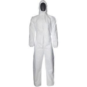 Feldtmann Schutzanzug ProShield 20, weiß, Größe.L, mit Kapuze, Einweg-Overall, PSA-Kategorie 3 Typ 5/6