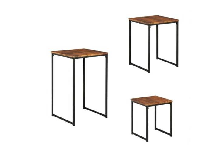Helloshop26 3er Set Beistelltische Quadratisch Stapelbar Dekoration Modern Wohnzimmer Schlafzimmer 76 x 46 x 46 cm Metall Schwarz 13_0015481