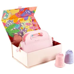 Beppy, Menstruationstasse, Cups «COTTON CANDY» Pink/Lila, Box mit zwei Menstruationstassen und Aufbewahrungstasche