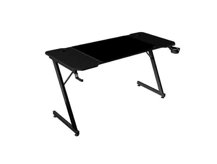 Mars Gaming MGD-X140\, Bureau Gaming Ergonomique\, Surface en Fibre de Carbone\, Structure Métallique\, Tapis de Souris XXL\, Supports Casque et Boissons\, Gestion des Câbles\, Bureau Gaming 140x60cm\, Noir