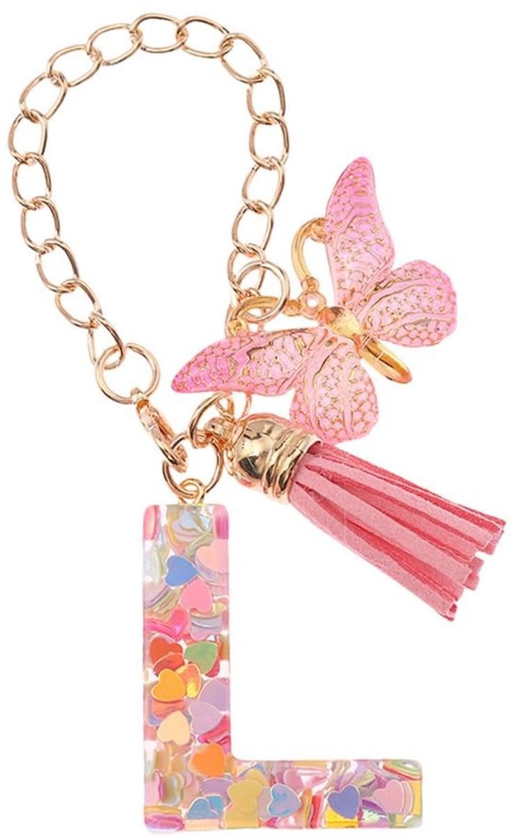 Dailygoods Bekerdecoratie met Vlinderletterbedel Letter L