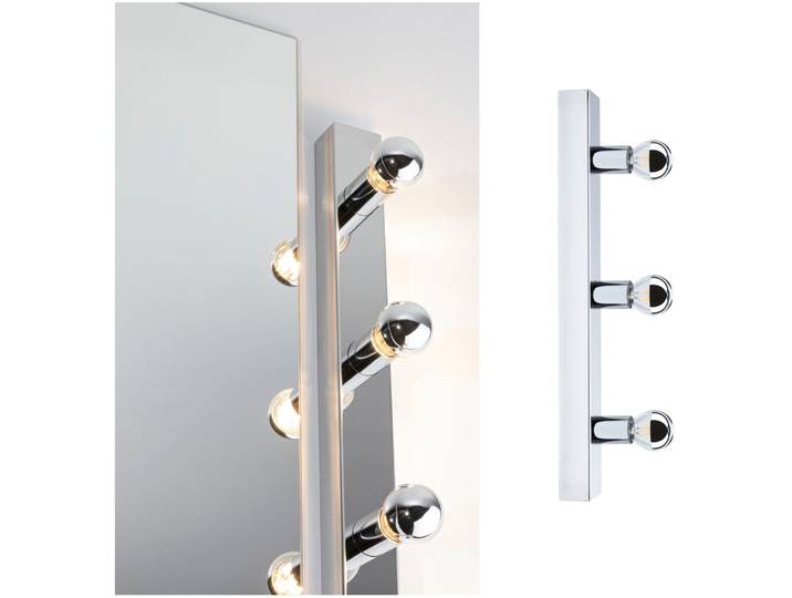 PAULMANN Spiegelleuchte Spiegelleuchte IP44 E14 230V dimmbar , grau (chromfarben), 3, H: 7,5cm, 1 Stk., Leuchten, Ein-/Ausschalter, Spiegelleuchte