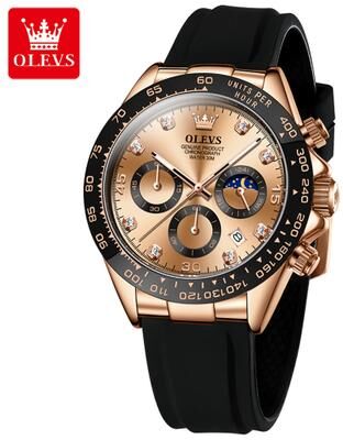 Fashion Sheath Luxury Quartz Watch For Men Waterproof Chronograph Wristwatch all Rose