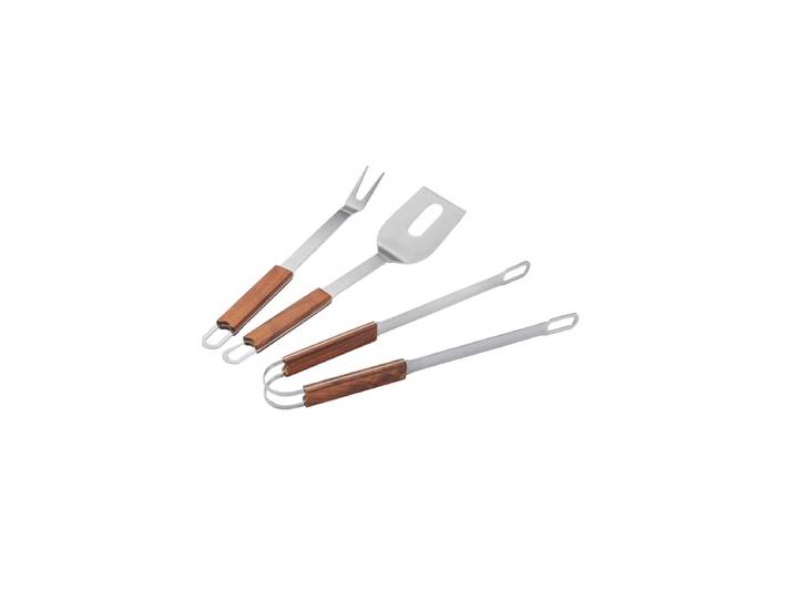 3-teiliges Design BBQ-Set „Brick“ aus Edelstahl und Nussbaumholz Silber, Nussbaum Philippi