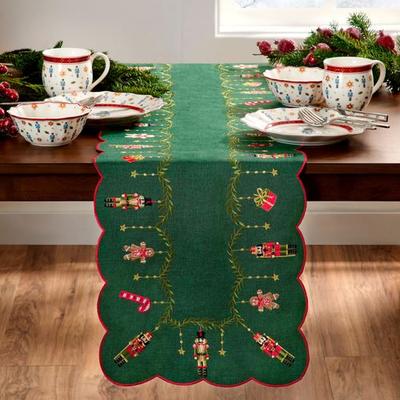 Threadmade Home Llc Villeroy & Boch Nutcracker Noel Table Runner Green 14 x 72, 14 x 72, Green