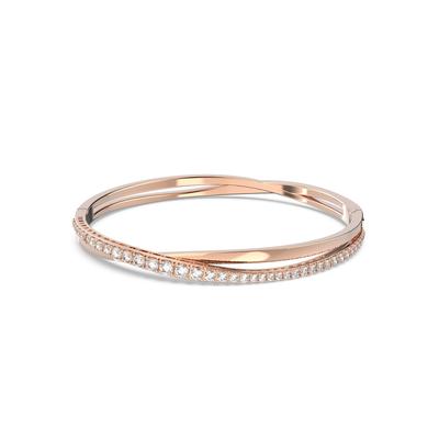 Armreif SWAROVSKI "Twist", rosa (roségoldfarben, kristallweiß, kristallweiß), Armbänder, Damen, 52cm, Metall, Armreif, mit Swarovski Kristall