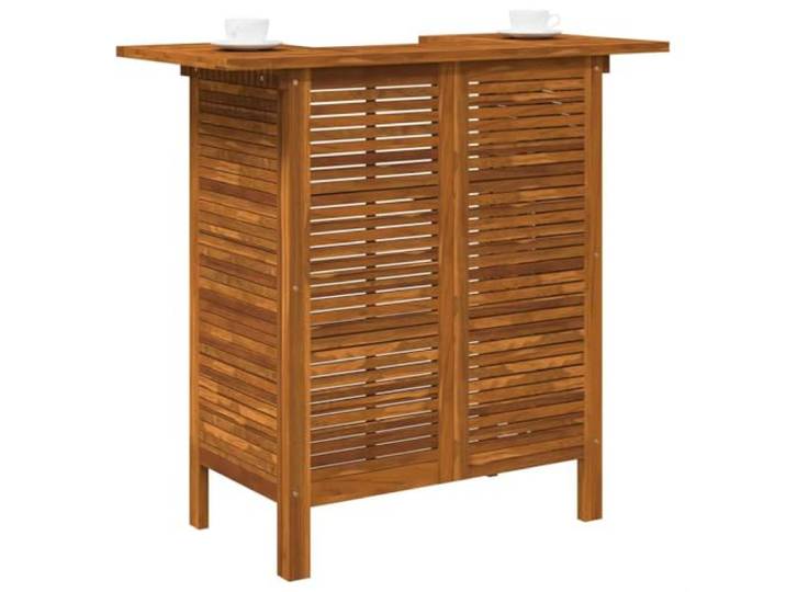 HBBMGYD Bartisch aus massivem Akazienholz, 110 x 50 x 105 cm, mit 2 Ablagen Tropenholz, geölt, rustikaler Charme, Außen- und Innenanwendung, pflegeleicht, einfache Montage