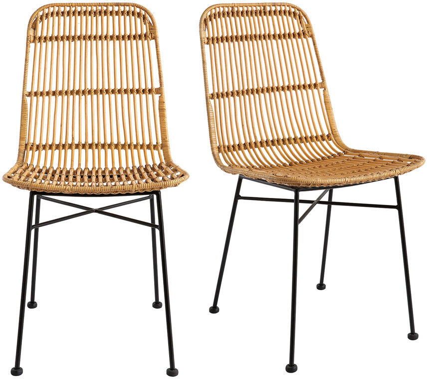 Miliboo Stühle aus Rattan naturfarben 2-er Set MALACCA