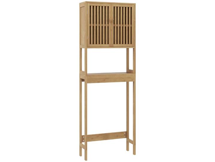 Étagère de toilettes placard 2 portes bambou naturel