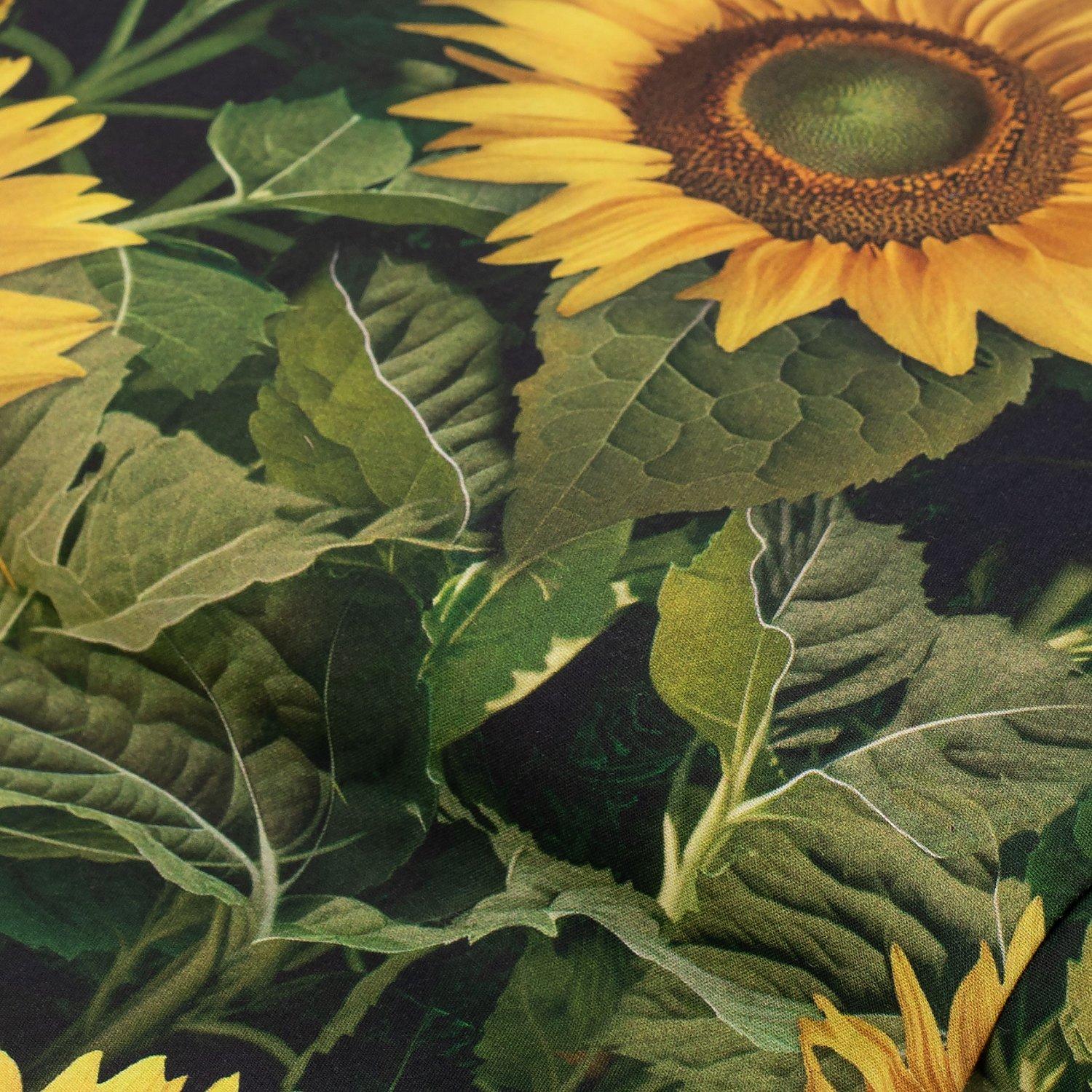 Baumwollstoff-Digitaldruck "Sonnenblumen", Serie Ria, grün-color