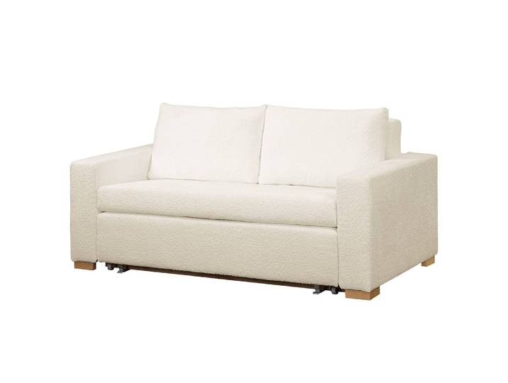 home24 Slaapbank Basic wit/wit bouclé stof Abby 173cm met slaapfunctie modern