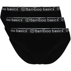 Bamboo basics Damen Slips YARA, 3er Pack - Logo-Bund, atmungsaktiv, Single Jersey Schwarz / XL