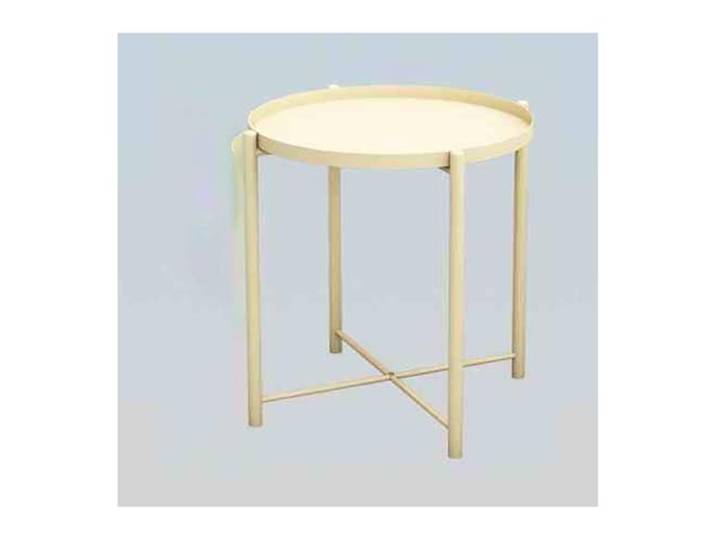 Runder Metall-Beistelltisch mit hochtemperaturbeständiger Oberfläche for Wohnzimmer, Schlafzimmer, Sofa und Bürodekoration(Beige)
