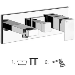 Gessi Fertigmontageset für WANNE-Einhebelmischer mit 2-Wege Umstellung, direkter Wandanschlussbogen mit Halterung, ergänzen mit Brauseschlauch und Handbrause, 44911031, Farbe: Chrom
