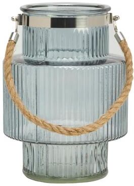 Elements Blue Glass Candle Holder, 10X7 Inch