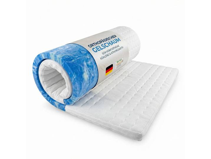 Schlaftroll GEL Topper 180x200 cm 8 cm hoch 7 Zonen Matratzentopper druckentlastend atmungsaktiv kuehlend, Weiß, 180x200 cm, Schlafzimmer, Matratzen, Topper