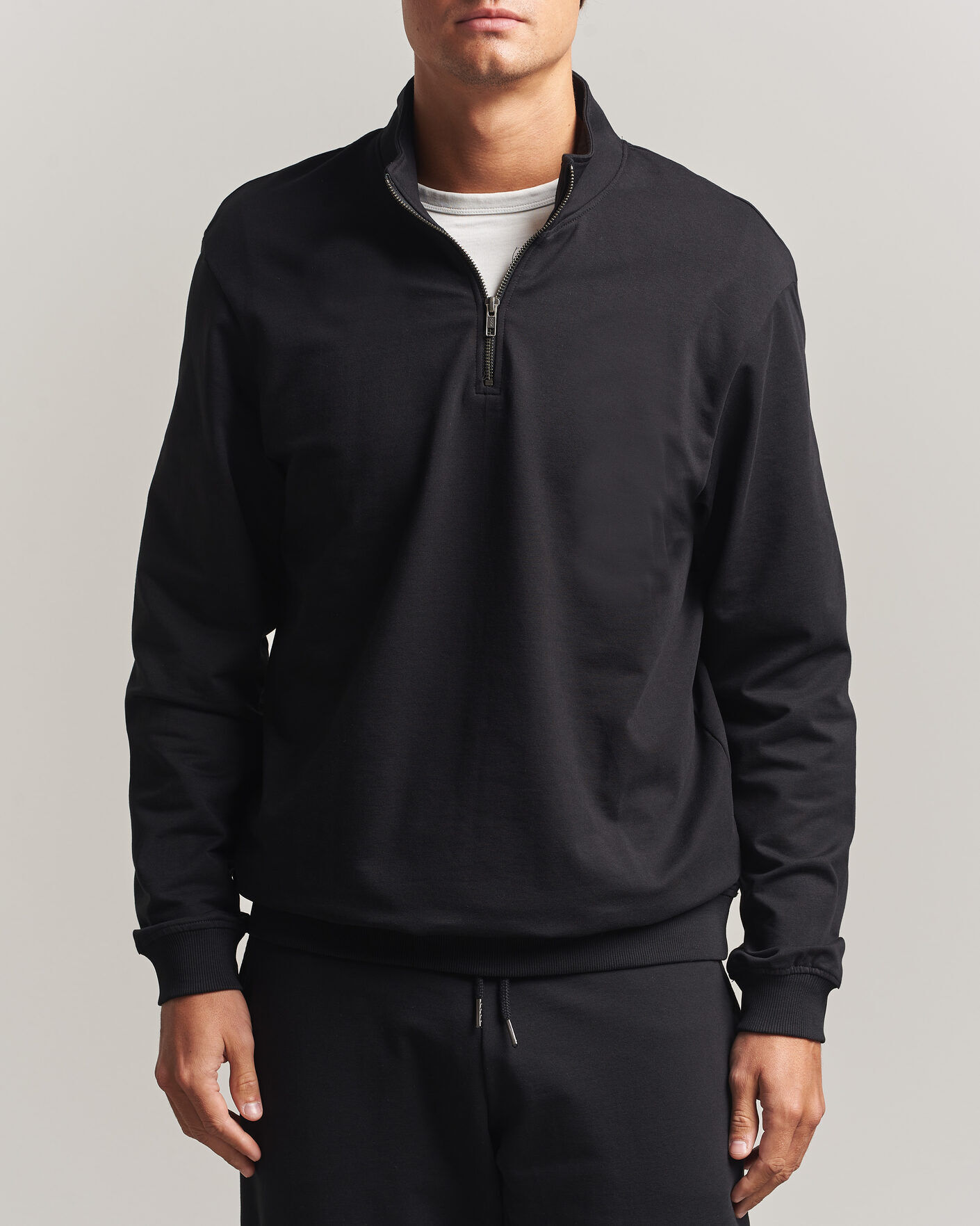 Bread & Boxers Loungewear Half Zip Black men M Sort