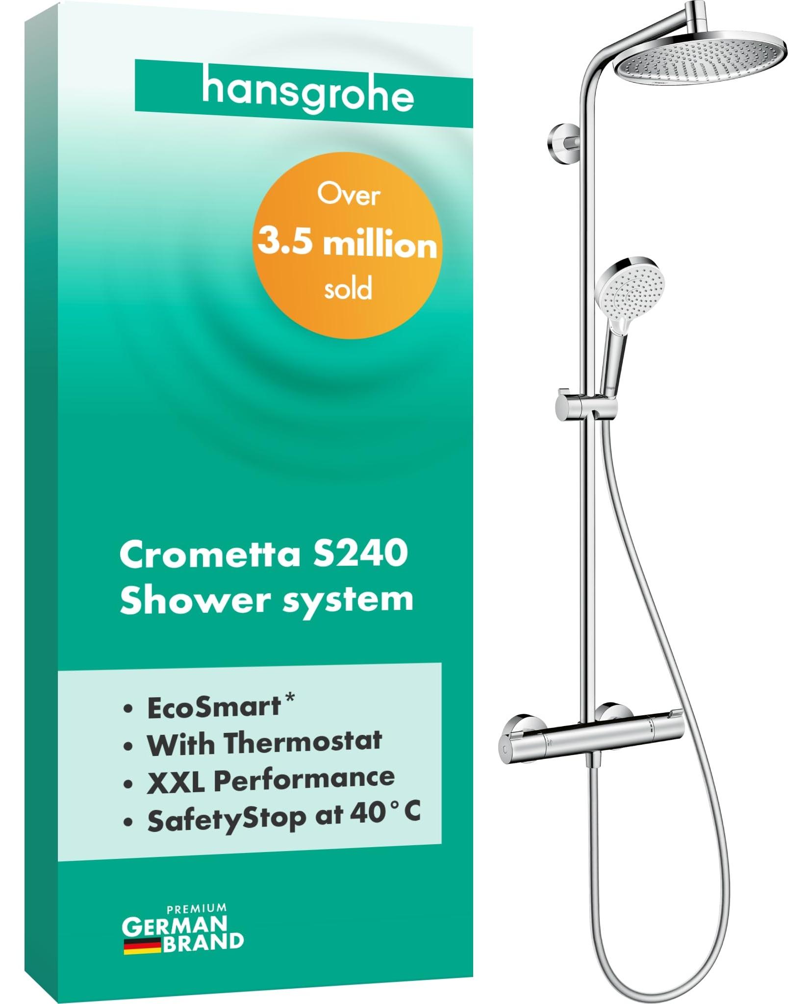Duschsystem Crometta S, Regendusche 240 mm, Thermostat, Chrom