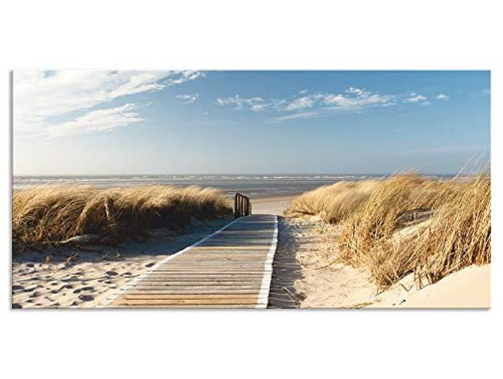 ARTland Spritzschutz Küchenrückwand aus Alu für Küche Herd Spüle 100x50 cm (BxH) mit Motiv Natur Strand Meer Nordsee Dünen Gräser Steg Maritim T5RM