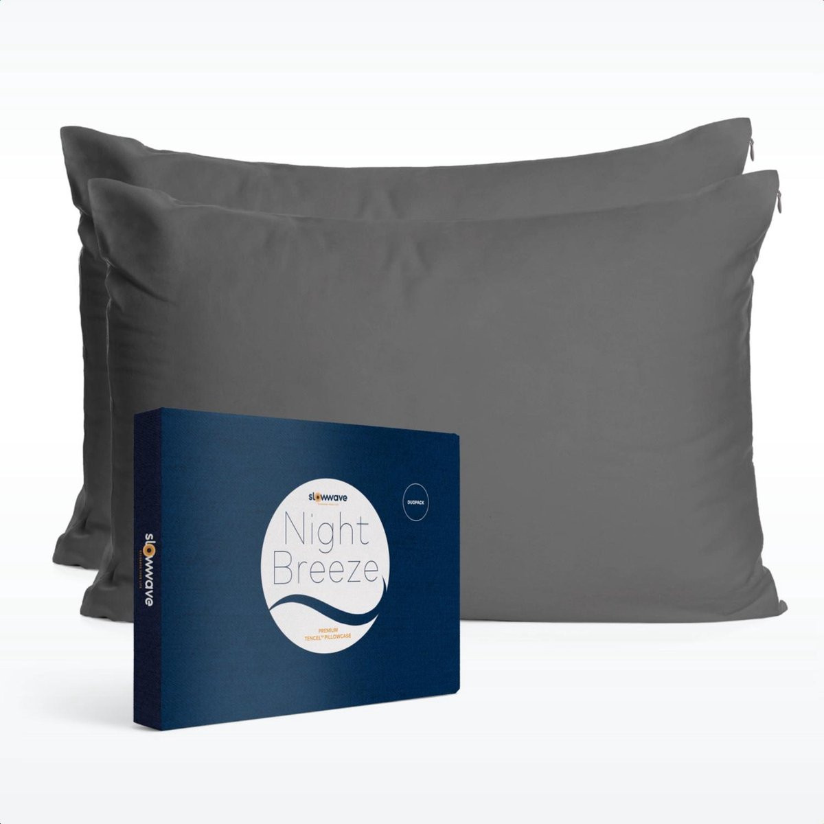 Slowwave NightBreeze kussenslopen duopack - 100% TENCEL lyocell - Grey Elegance - 60 x 70 cm