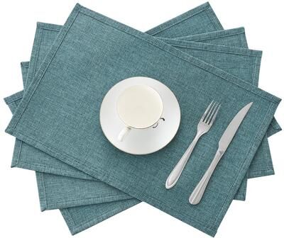 Linen Placemats Set of 4 Heat Resistant Dining Table Place Mats Machine Washable