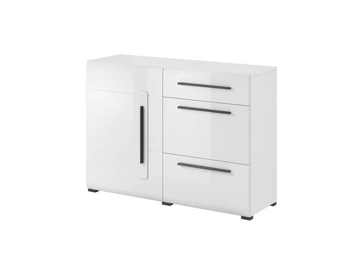 Buffet 1 porte 3 tiroirs panneaux stratifiés blanc