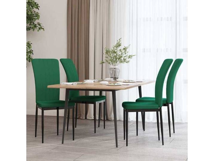 Vert Lot de quatre chaises élégantes - 4 personnes - Vert foncé Velours - Siège de Cuisine（1parcel）95240