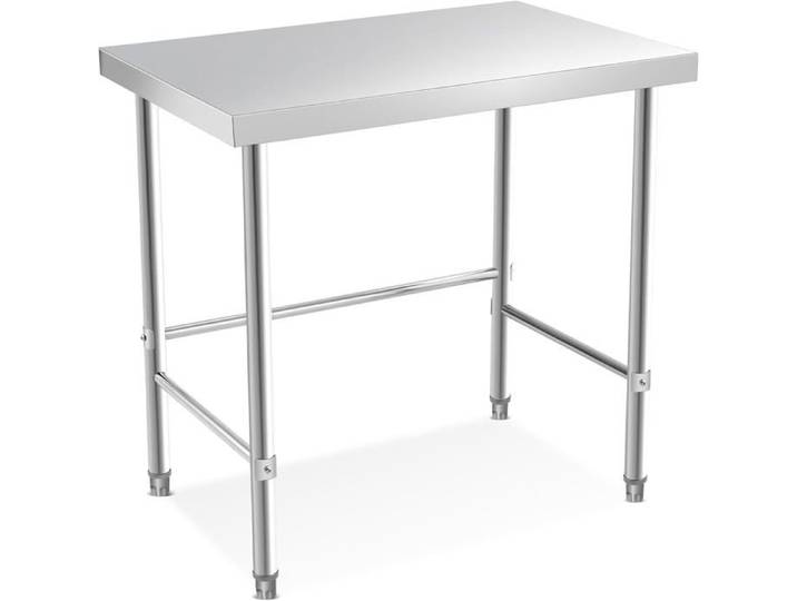 Table de travail en acier inoxydable 91x61x89 cm base ouverte pour cuisine professionnelle garage ou atelier