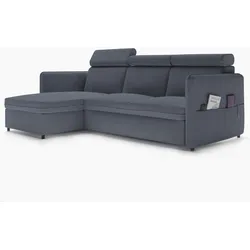 ECKSOFA mit Schlaffunktion und Bettkasten, Grau