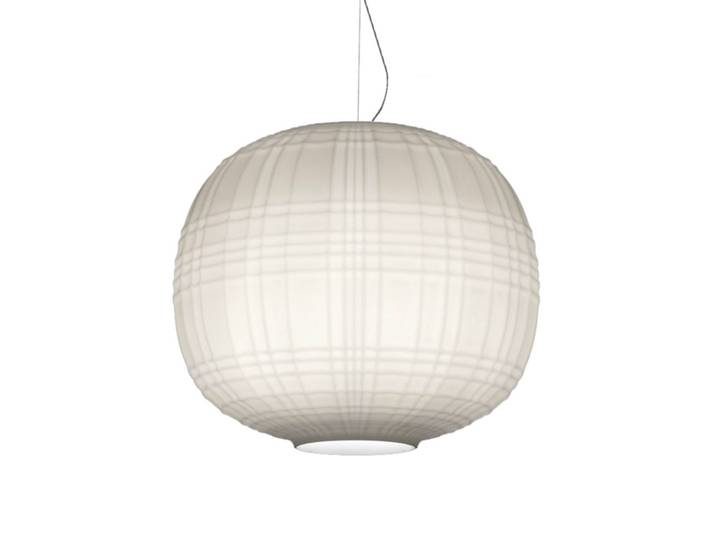 FOSCARINI lampe à suspension TARTAN LED (blanc, LED inclus - Verre soufflé en relief et acidifié)