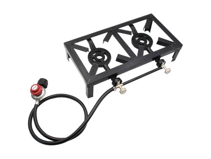 Réchaud de camping à double brûleur au propane, réchaud au propane haute pression pour l'extérieur, régulateur de pression réglable pour pique-nique, accessoires de barbecue