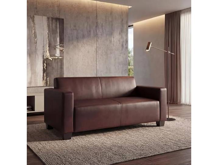 Mendler Modular 2-Sitzer Sofa Lyon, Kunstleder - rot-braun Couch