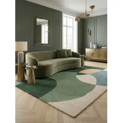 Wollteppich abstrakt Grün-Blau 160 x 230 cm - AIRE   Kadima Design