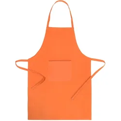 Schürze mit Tasche, verstellbaren Bändern an der Taille und Schnitt unterhalb des Knies. Orange