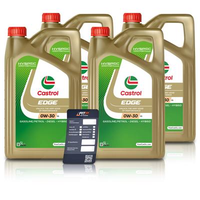 Castrol 4x 5 L EDGE 0W-30 LL + Ölwechsel-Anhänger [Hersteller-Nr. 15FEFC]
