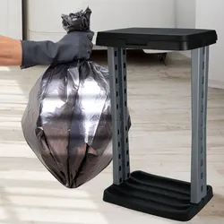 Abfallsack-Ständer mit Deckel 120L - Camping Haushalt Gartenarbeit Industrie - Robuster Müllbeutelhalter mit Klemmring - Schwarz-Grau 43x31x73cm