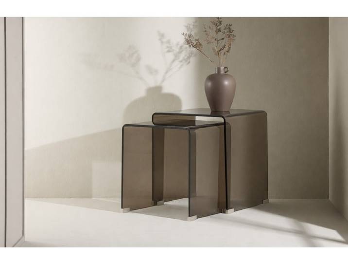 Beistelltisch Isaro - 2 teiliges Set aus Braunglas - Braun - Luxusbetten24