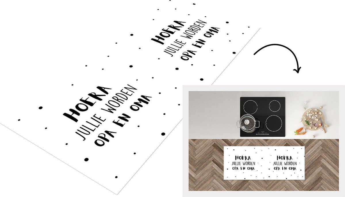 KitchenYeah Keukenloper Vinyl - Quotes - Hoera jullie worden opa en oma - 120 x 50 cm