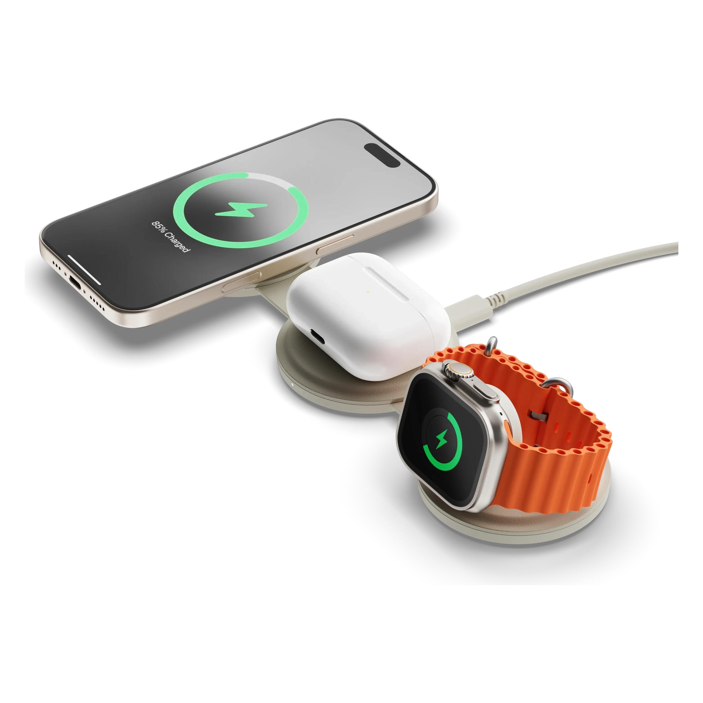 Satechi OntheGo 3-in-1 Wireless Charger mit Qi2 (15 W) (ST-QTG31K)