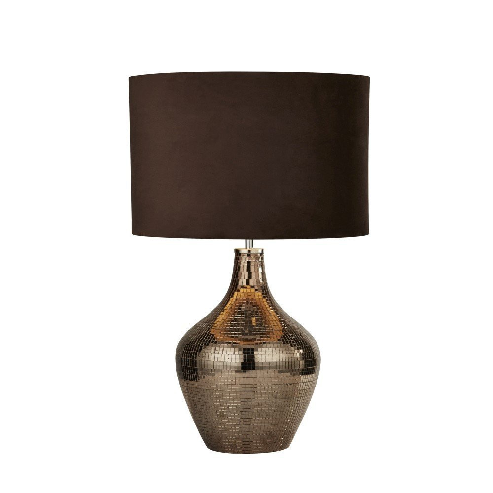 Searchlight Landelijke mozaïek schemerlamp Table bruin - Diameter: 30 cm