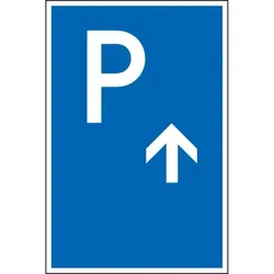 Schild I Parkplatzschild mit Pfeil geradeaus, Kunststoff, 250x400mm