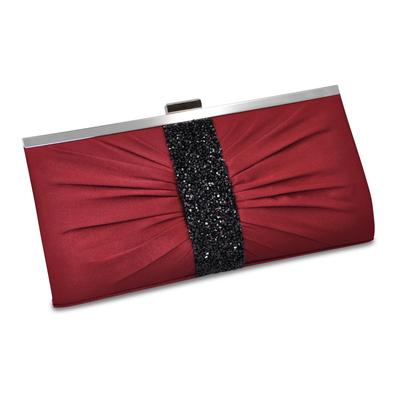 Abendtasche STEUER "Bordeauxfarbene Satin-Optik mit Strassbesatz", Damen, Gr. B/H/T: 120cm, rot, Taschen Abendtasche