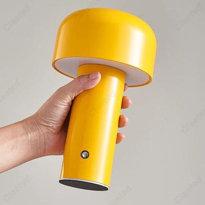 Uplifted Goods Portable Mushroom Table Lamp With Touch Control And Rechargeable Design yellow usb