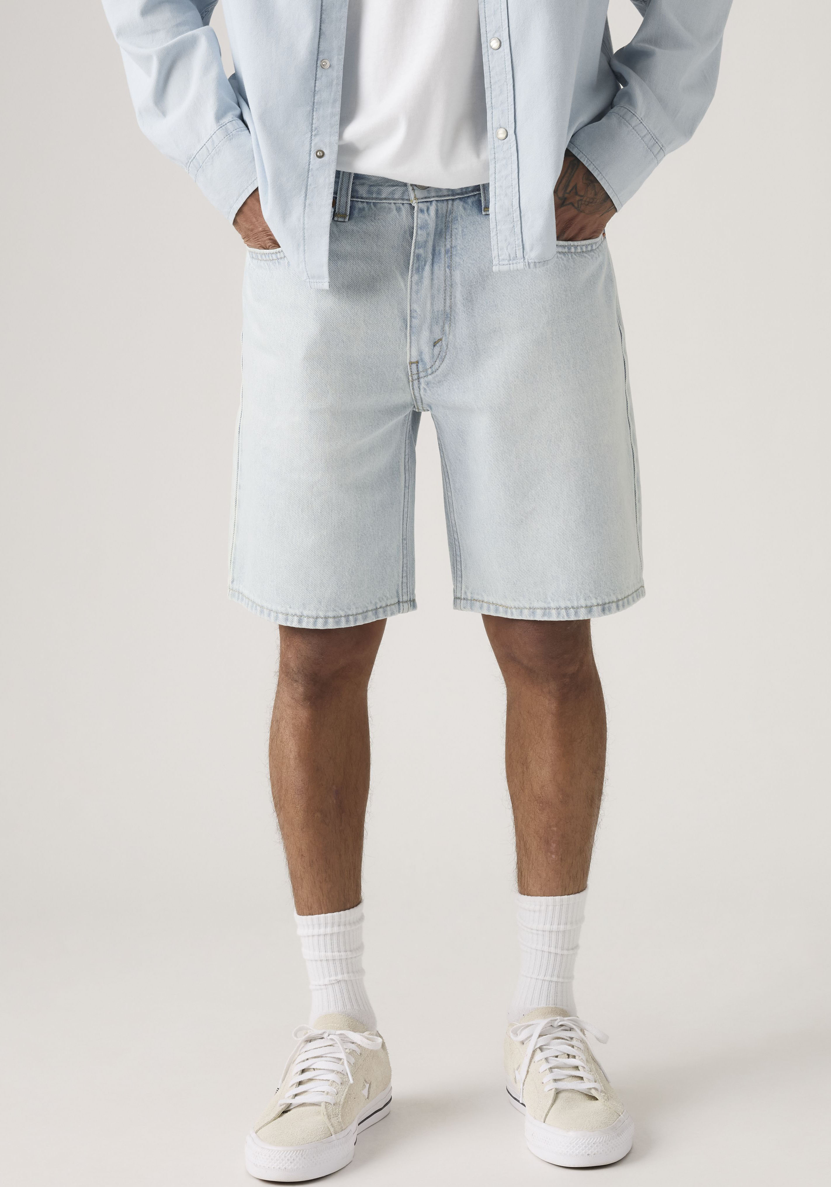 Shorts LEVI'S "454 RELAXED SHORTS", Herren, Gr. 32, Kurz, blau (another encore shorts), Web, Obermaterial: 100% Baumwolle, relaxed fit kniefrei, Hosen Shorts, im Five-Pocket Style another encore shorts 32, Kurz